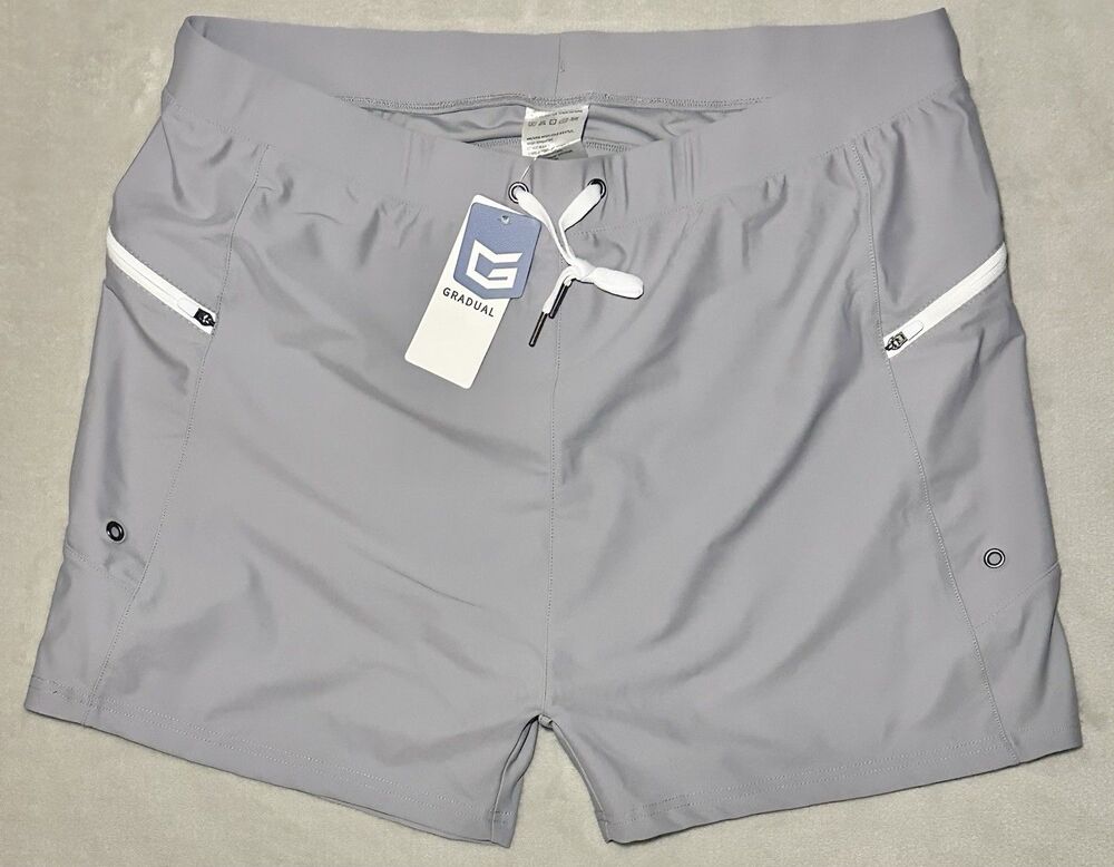 NWT G Gradual 3" Inseam Running Shorts Gray Men's XXL Quick Dry Athletic